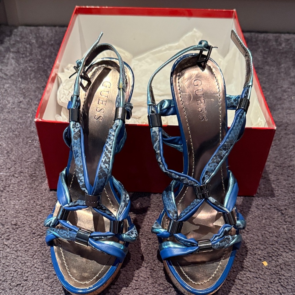 Guess Blue Strappy Heels